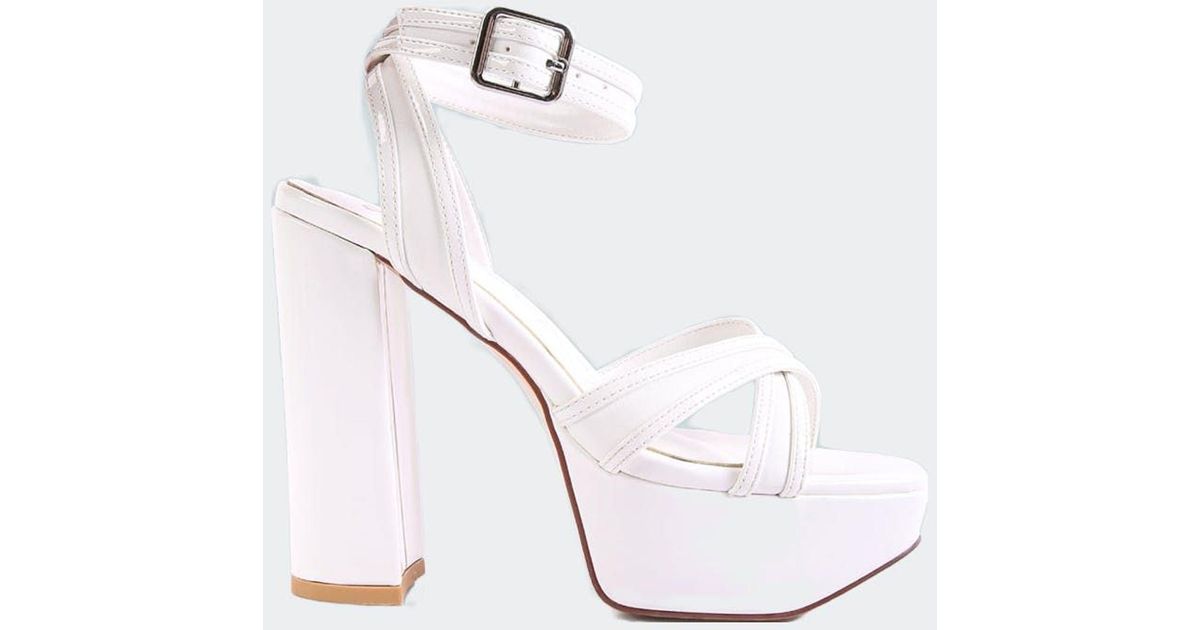LONDON RAG Nyle Platform Heeled Sandals in White | Lyst