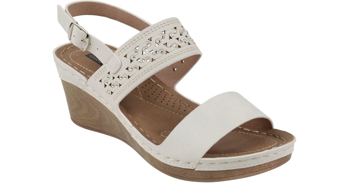 Gc Shoes Foley White Wedge Sandal in Metallic | Lyst