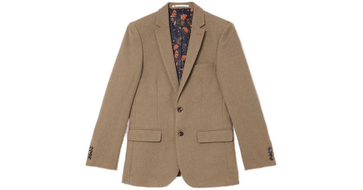 Burton Herringbone Tweed Slim Suit Jacket in White for Men | Lyst