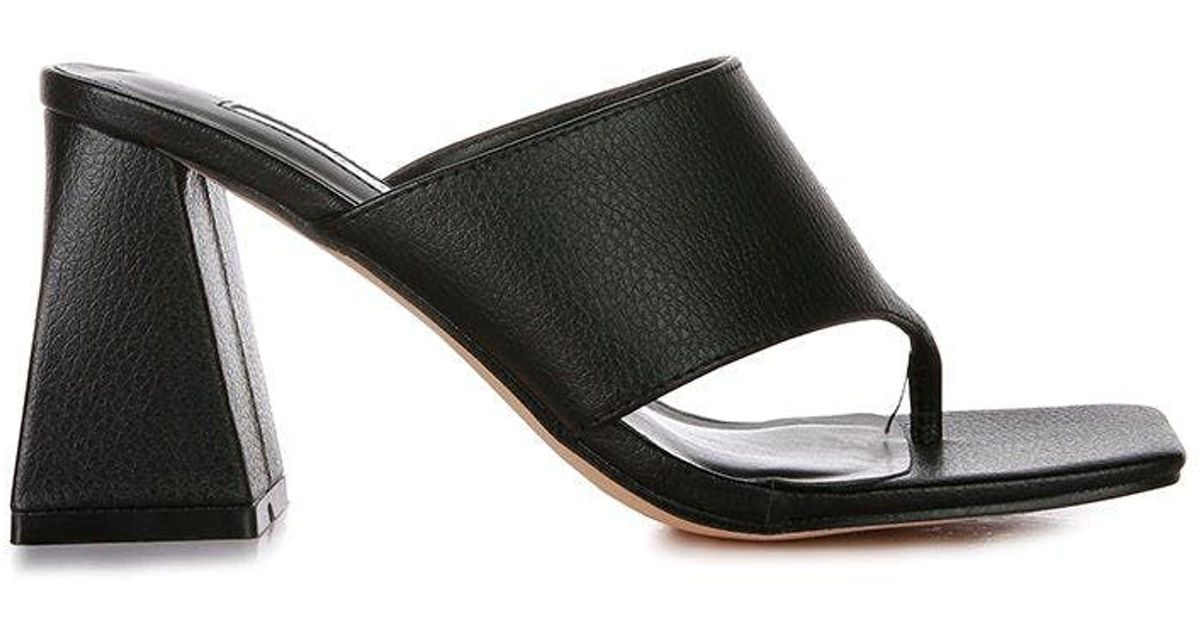 LONDON RAG Muse Me Block Heel Slip On Thong Sandals in Black Lyst