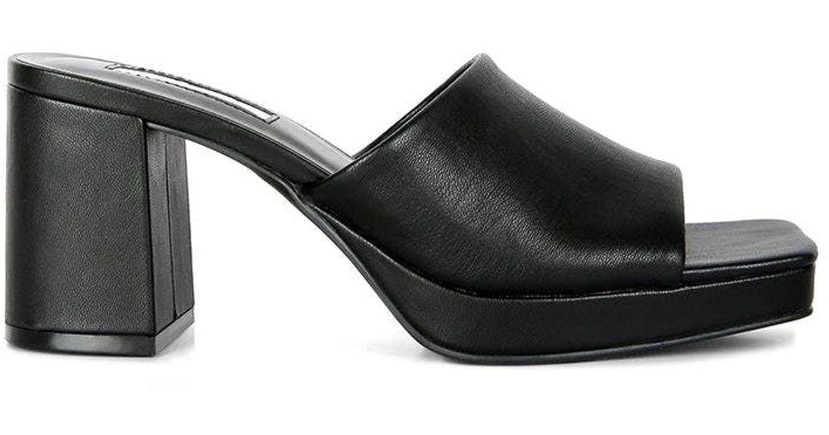 LONDON RAG Artemisa Block Heel Slip On Sandals in Black | Lyst