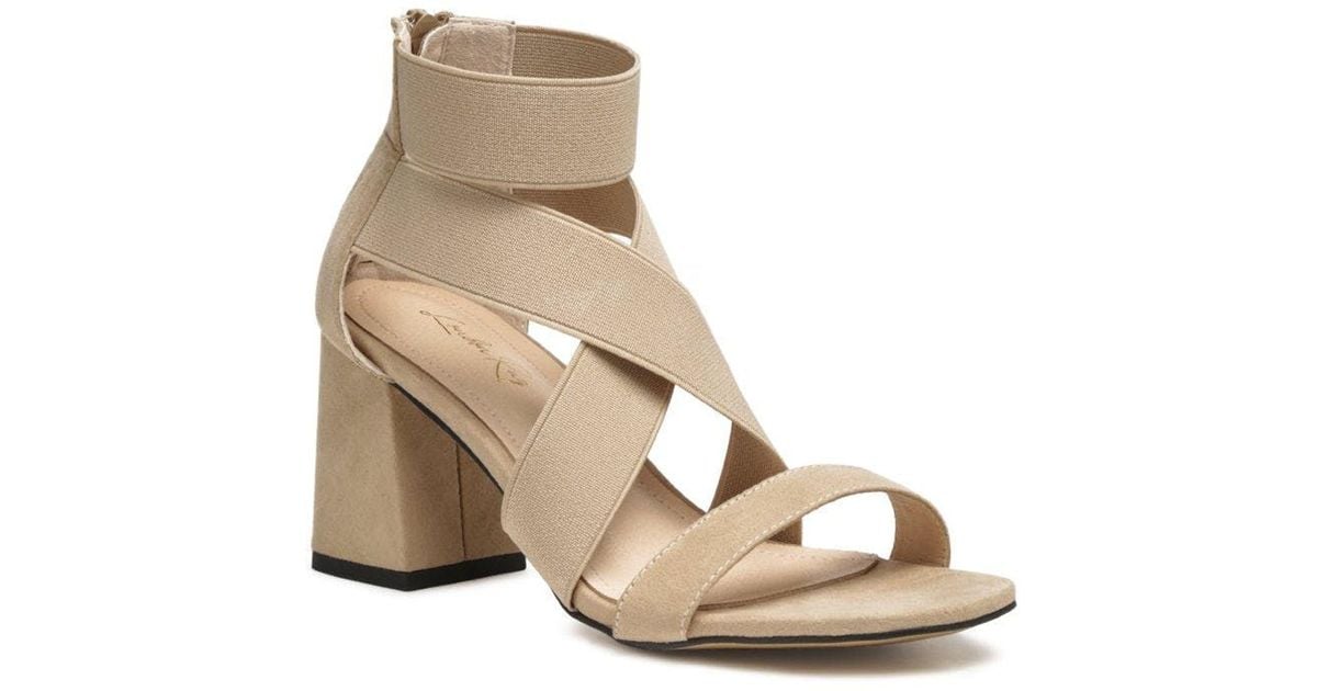 LONDON RAG Benicia Elastic Strappy Block Heel Sandals in Natural Lyst