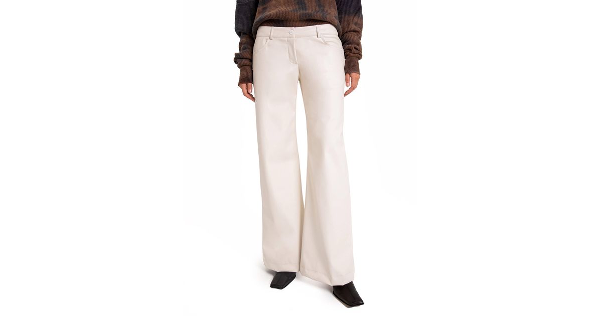 laagam Harlow White Faux Leather Pants in Natural | Lyst