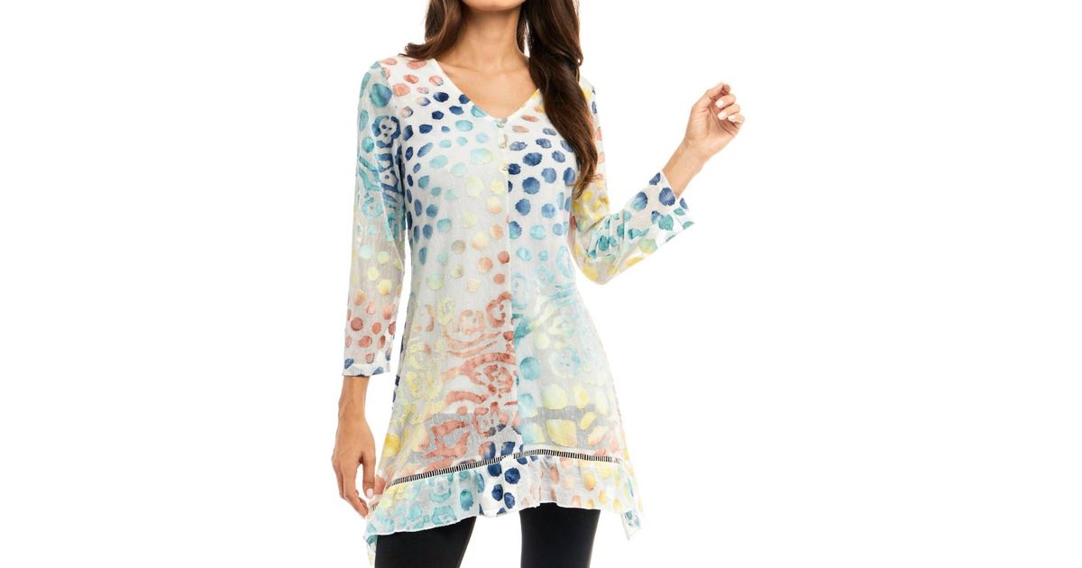 Adore Animal Print Burnout Tunic in Blue | Lyst