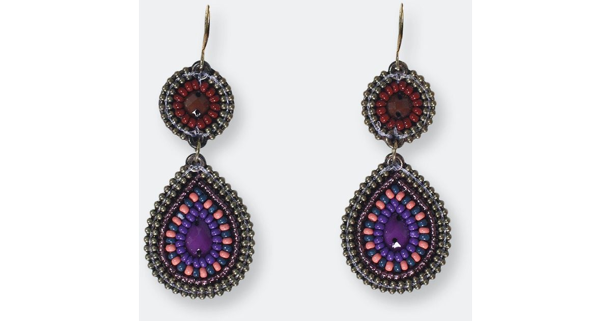 Sitara Jewelry Seed Bead Earrings Tear Drop, Hand Beaded in Purple | Lyst