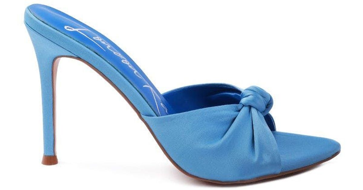 LONDON RAG First Crush Satin Knot High Heeled Sandals in Blue | Lyst