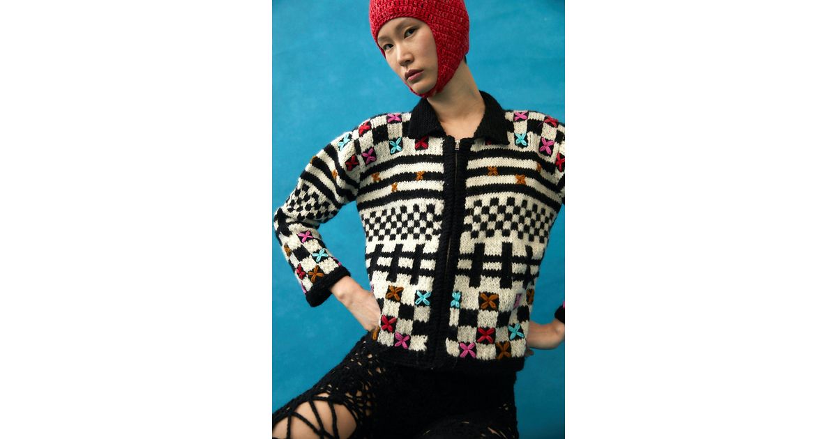 TACH Wool Cardigan in Blue Lyst