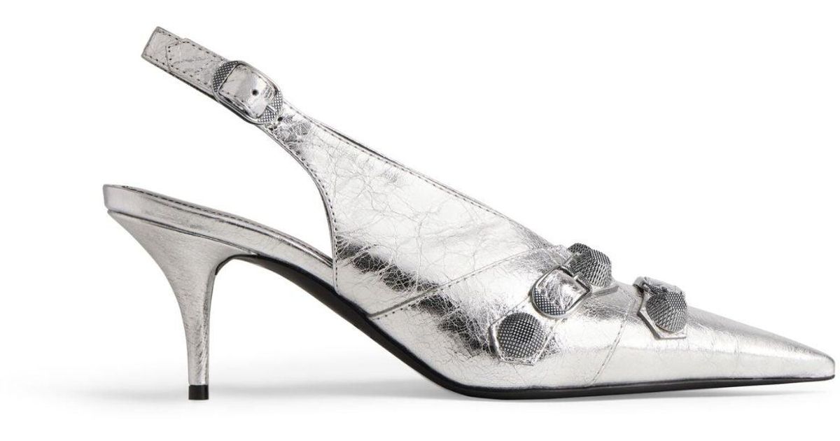 Balenciaga Cagole M70 Sling Back Heels in White | Lyst
