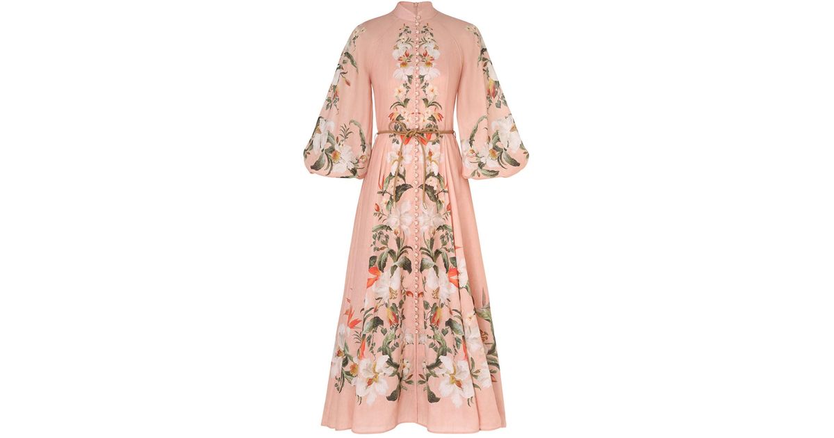 Zimmermann Lexi Billow Long Dress in Pink | Lyst