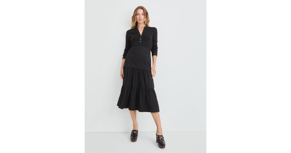 Veronica Beard Cotton Peralta Mixedmedia Dress in Black Lyst Canada