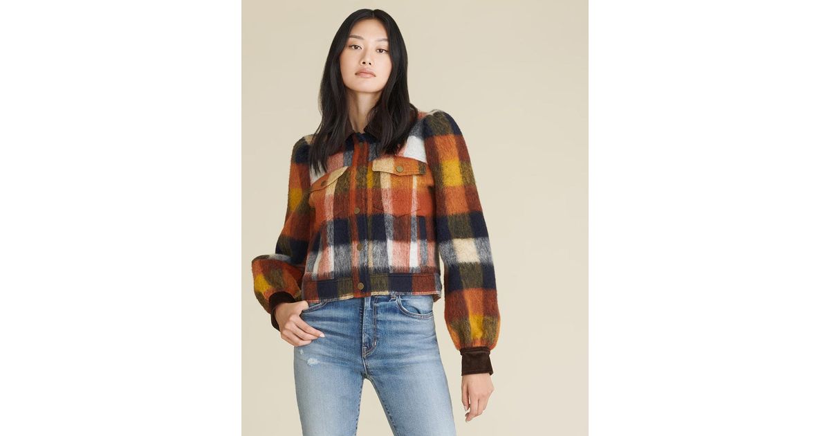 veronica beard piana plaid flannel jacket