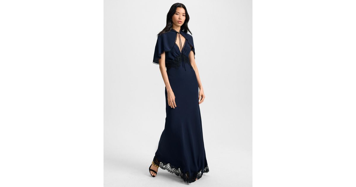 Veronica Beard Muriel Lace-trim Maxi Dress in Blue | Lyst