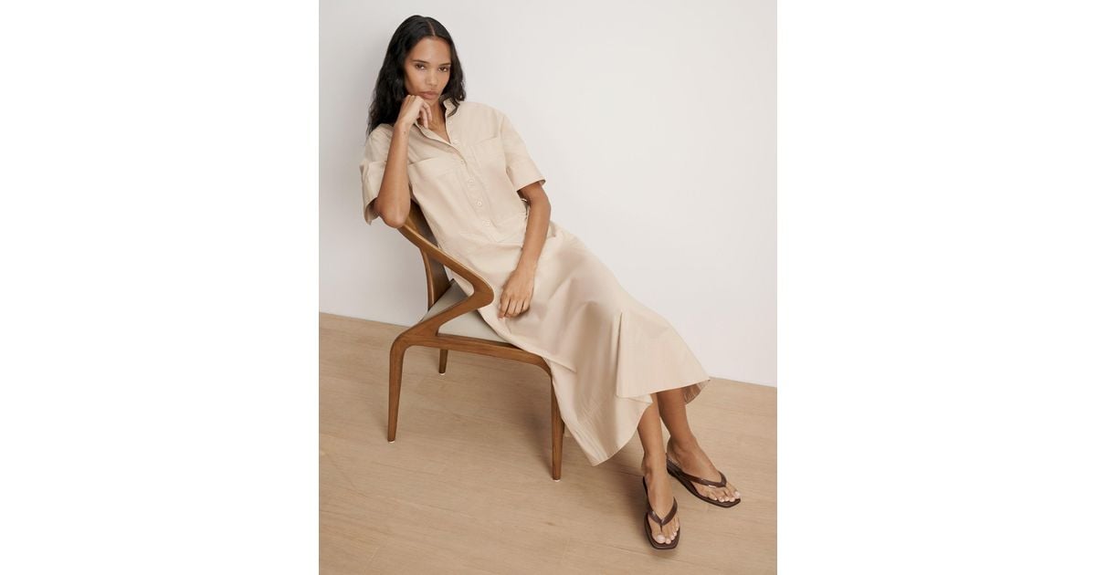 Veronica Beard Cam Drop-waist Midi Shirtdress in Natural | Lyst Veronica Beard Cam Drop-waist Midi Shirtdress in Natural | Lyst