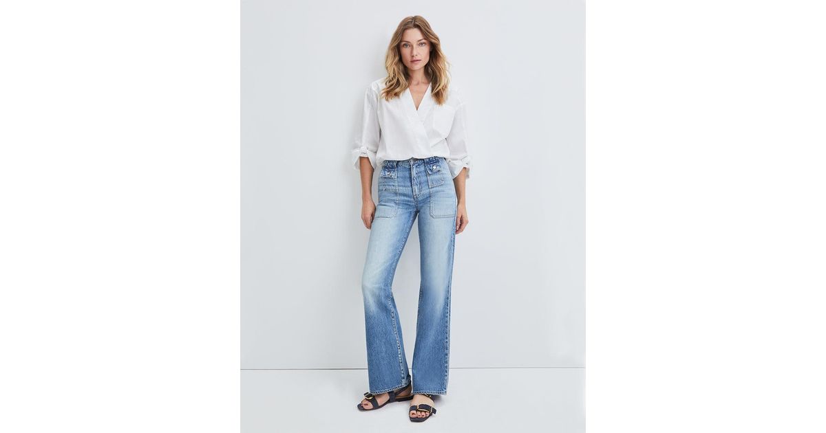 Veronica Beard Crosbie Wide-leg Jean | Double Patch Pockets in Blue | Lyst