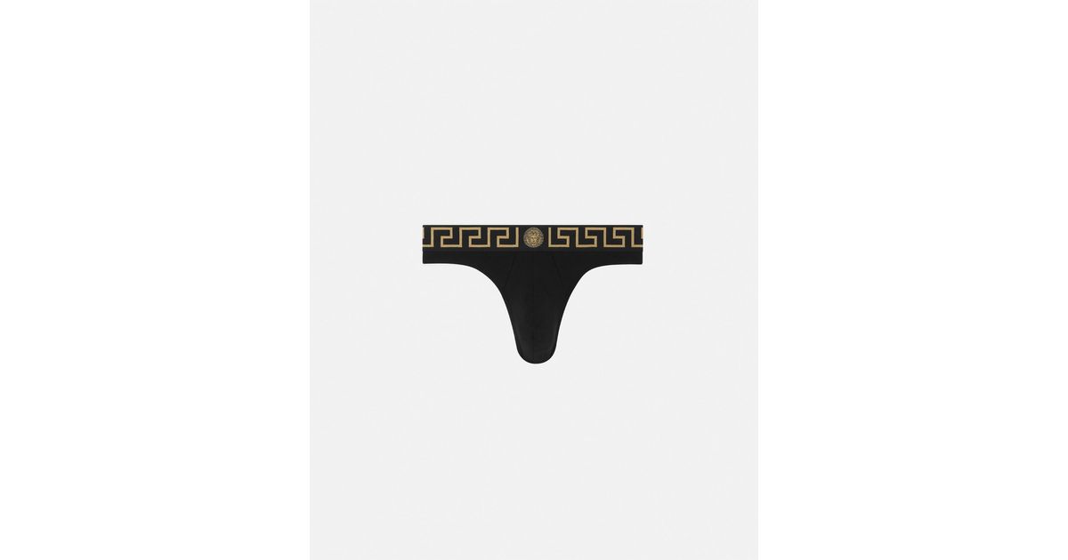 Versace String Versace String À Bordure Greca in Black for Men | Lyst