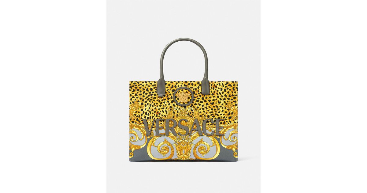 Versace Cheetah Foulard La Medusa Large Tote Bag in Metallic | Lyst