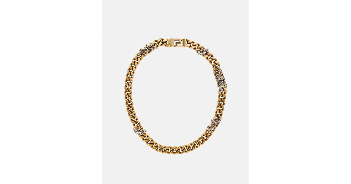 Versace Collier Chaîne Barocco Leaf in Metallic for Men | Lyst