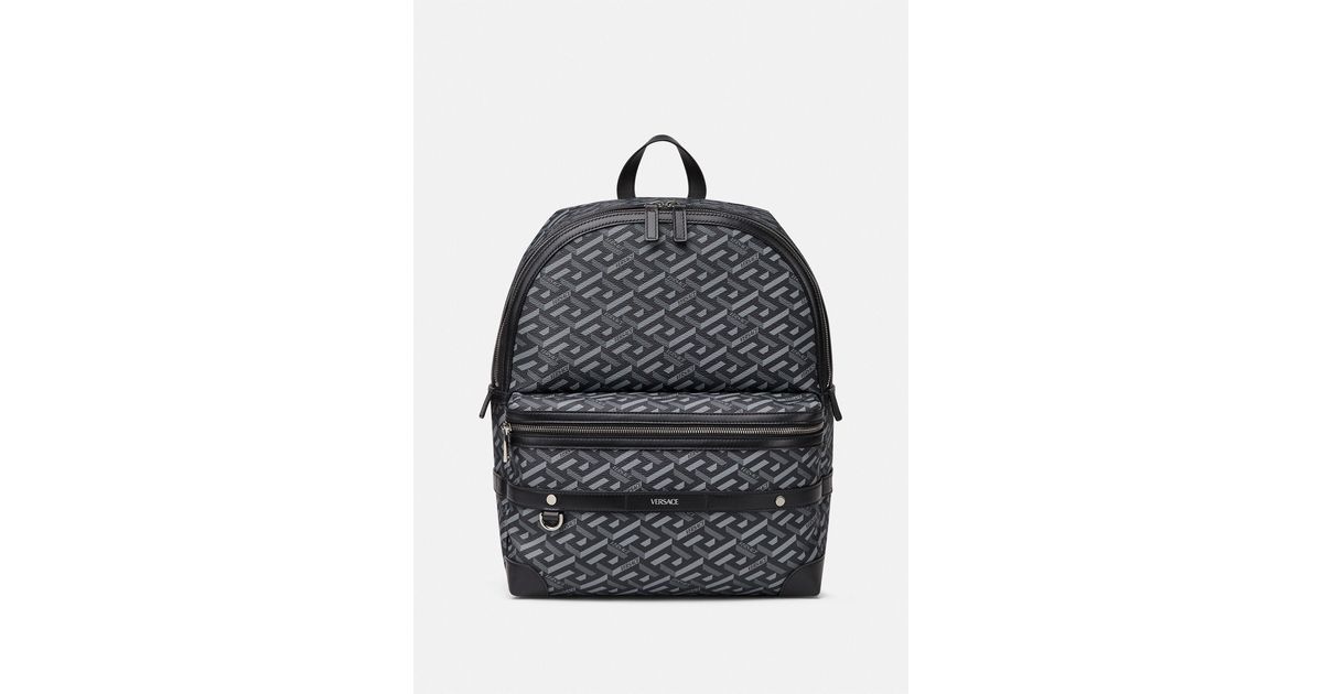 Versace Canvas La Greca Signature Backpack in Black+Gray (Black) for ...