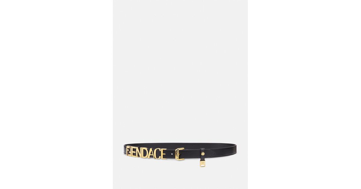 Versace Leather Fendace Logo Belt in Black+Gold (Black) for Men | Lyst