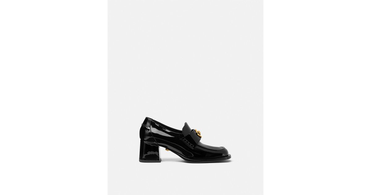 Versace Alia Patent Loafer Pumps in Black | Lyst