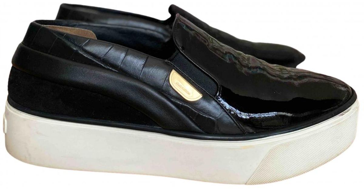 Louis Vuitton Patent Leather Trainers in Black - Lyst