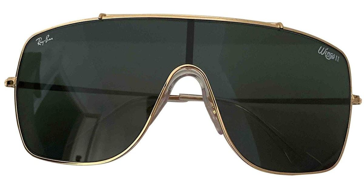 RayBan Rectangle goggle Glasses in Gold (Metallic) Lyst