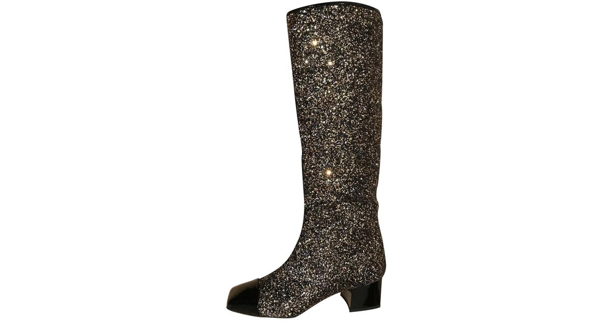 chanel boots glitter