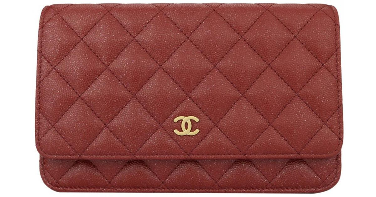 chanel wallet on chain burgundy