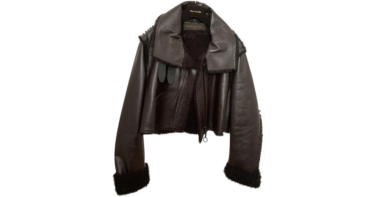 Louis Vuitton Shearling Biker Jacket in Brown - Lyst