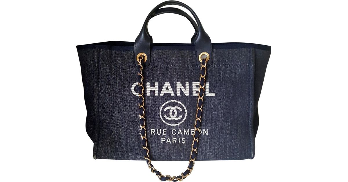 Lyst Chanel Deauville Cloth Bag In Blue