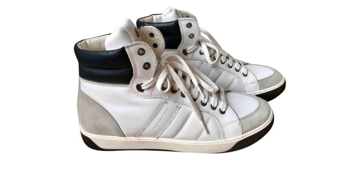 Moncler Leather High Trainers in White for Men - Lyst