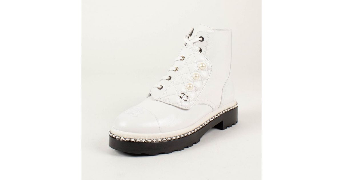 chanel white boots black toe