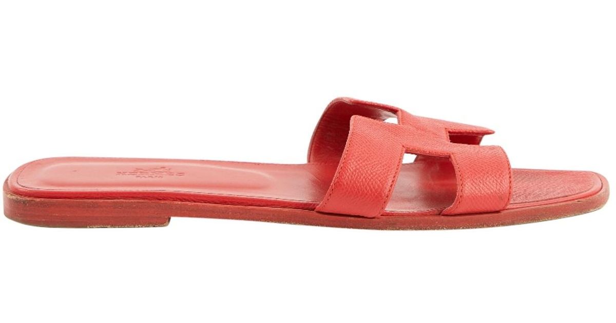 hermes red oran sandals