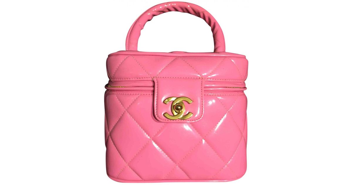 chanel pink patent leather bag