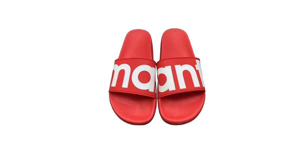 red plastic sandals