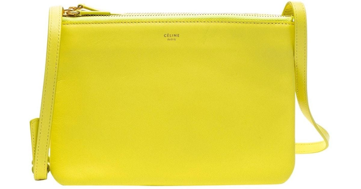 Céline Trio Yellow Leather Handbag - Lyst