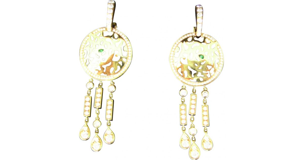 Lyst Cartier Panthère Yellow Gold Earrings In Metallic