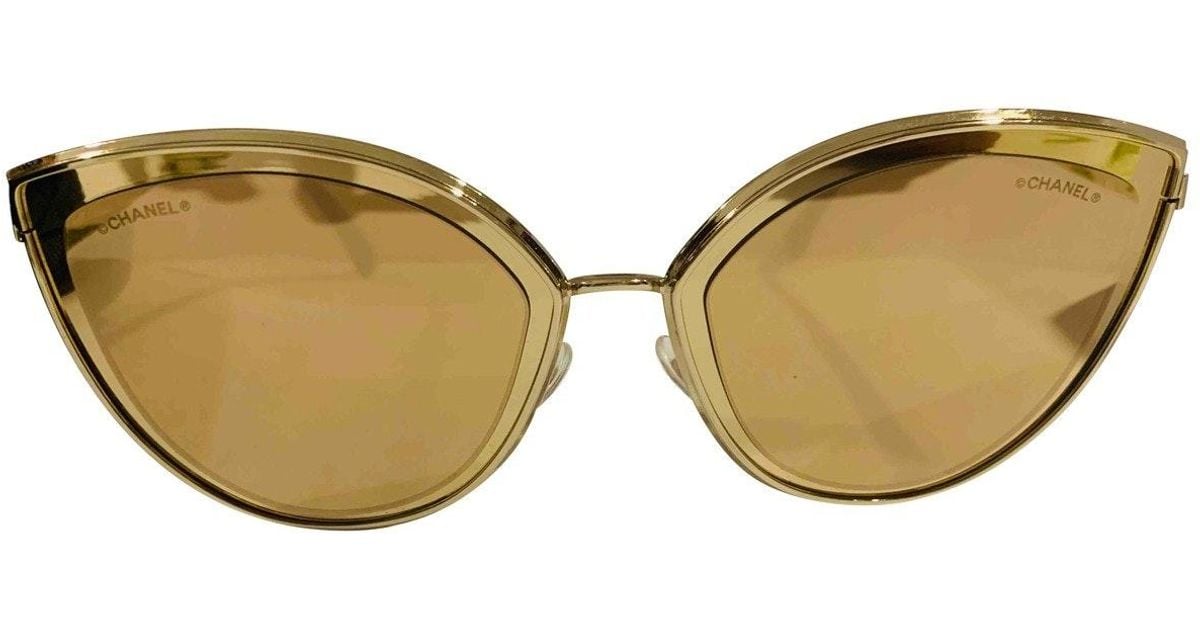 Chanel Oversized Sunglasses in Gold (Metallic) Lyst