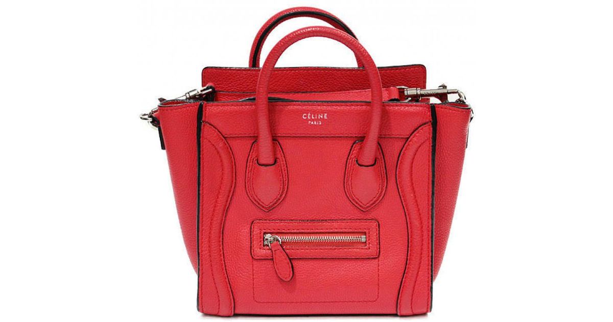 Lyst Céline Nano Luggage Leather Handbag In Red