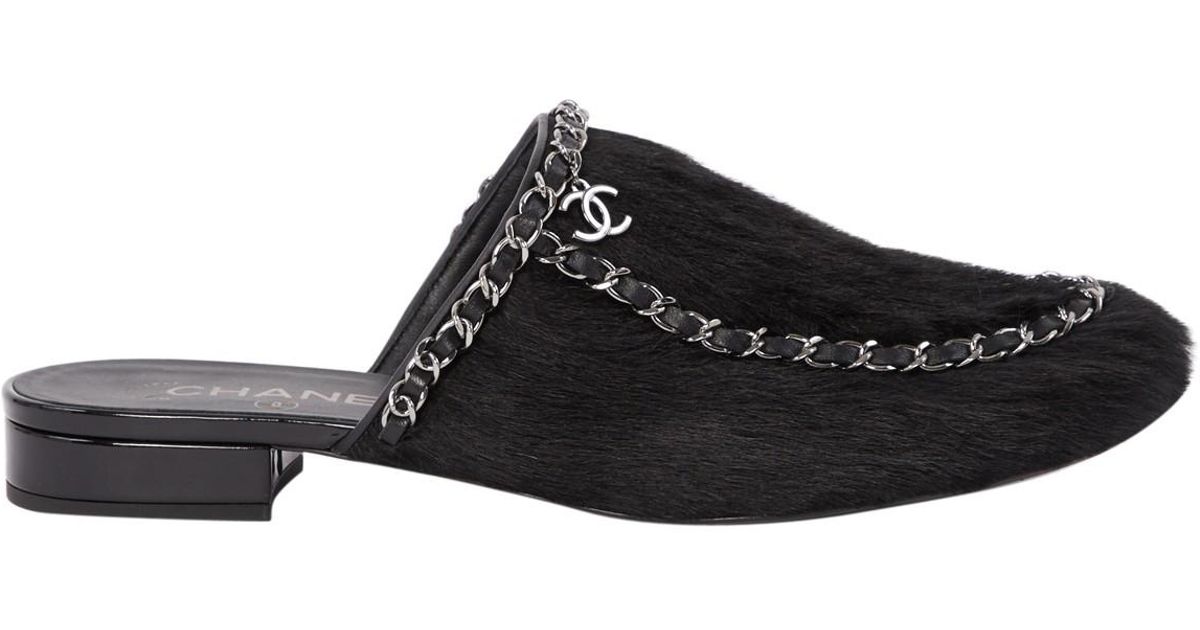 chanel fur mules