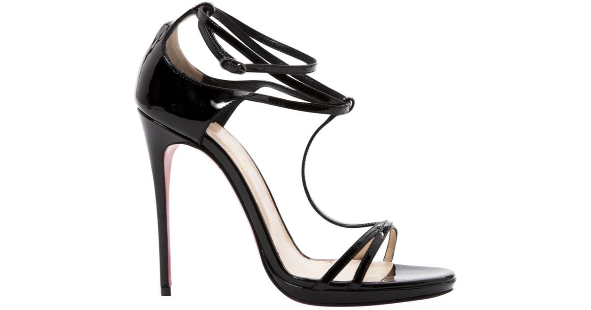 Christian louboutin Pre-owned Patent Leather Sandals in Black | Lyst