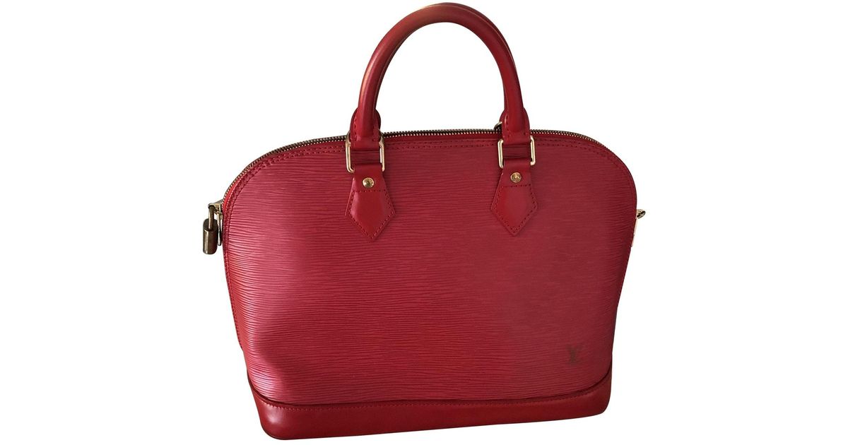 Louis Vuitton Alma Leather Handbag in Red - Lyst