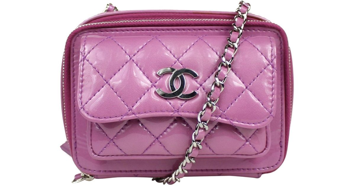 Lyst Chanel Patent Leather Handbag In Purple