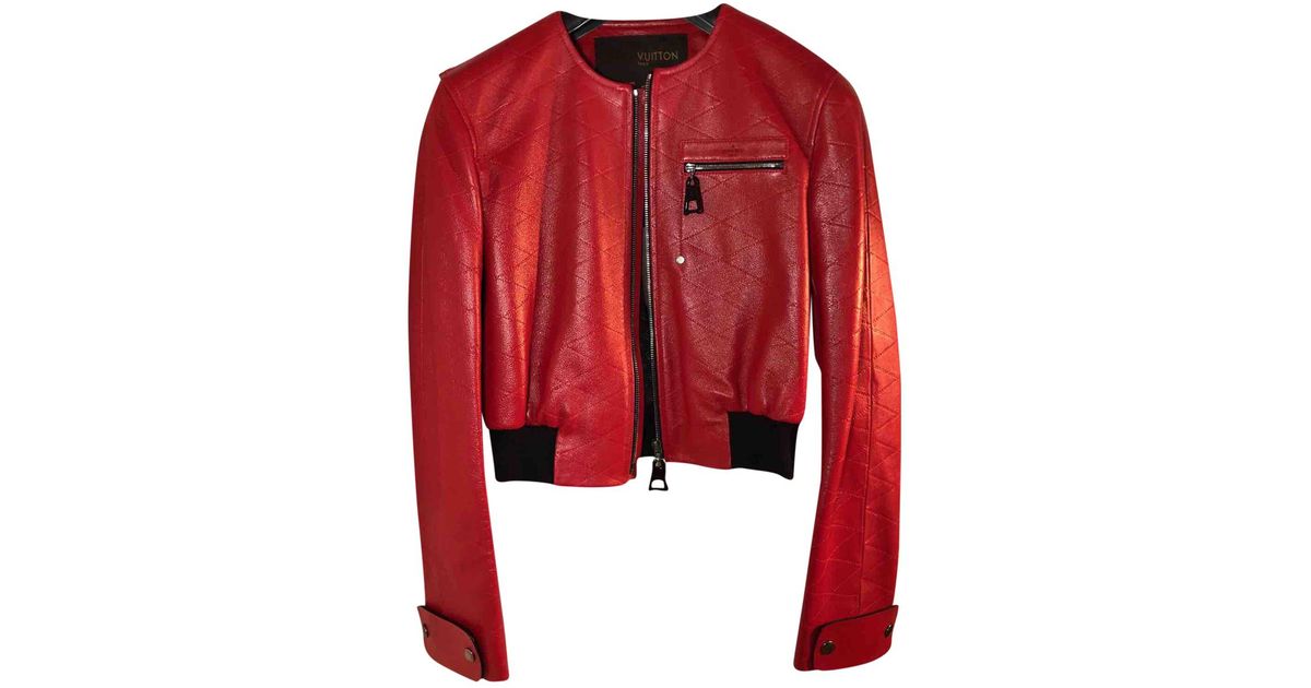 Louis Vuitton Pre-owned Leather Jacket in Red - Lyst