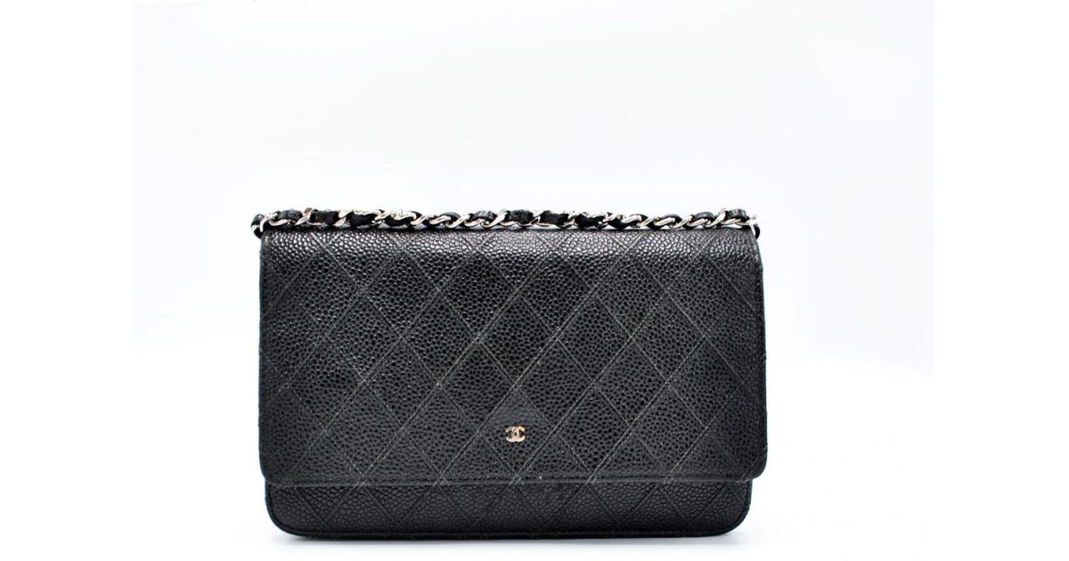 Chanel Black Wallet On Chain Leather Clutch Bag