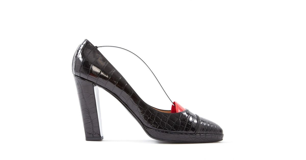 black crocodile heels