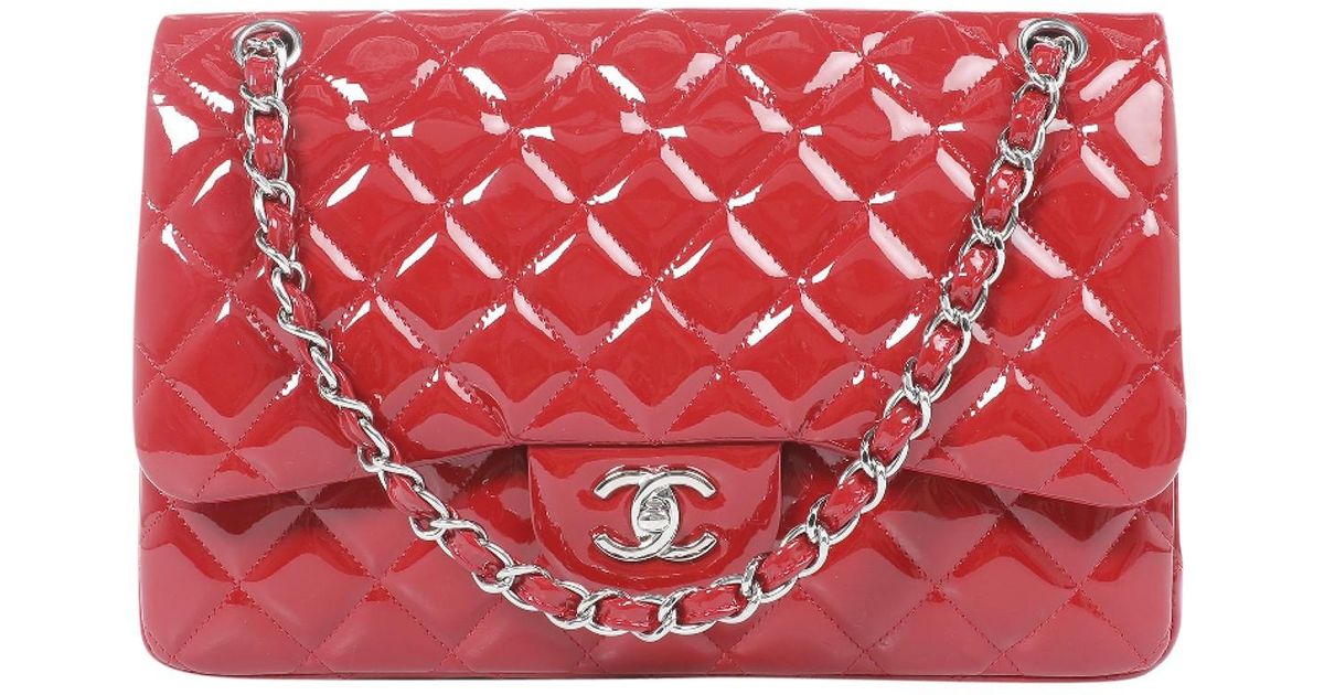 chanel red patent leather bag