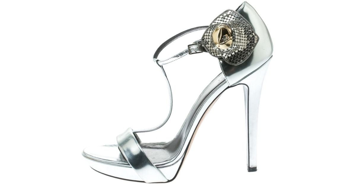 silver versace heels