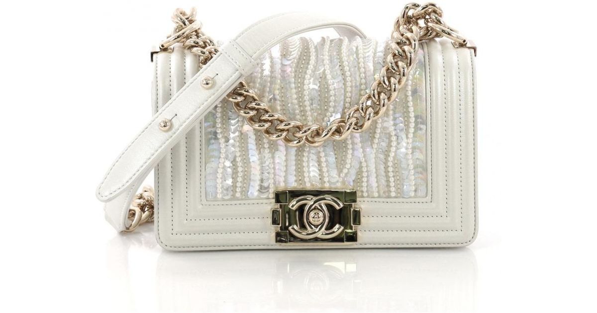 Chanel White Boy Leather Handbag Chanel White Boy Leather Handbag
