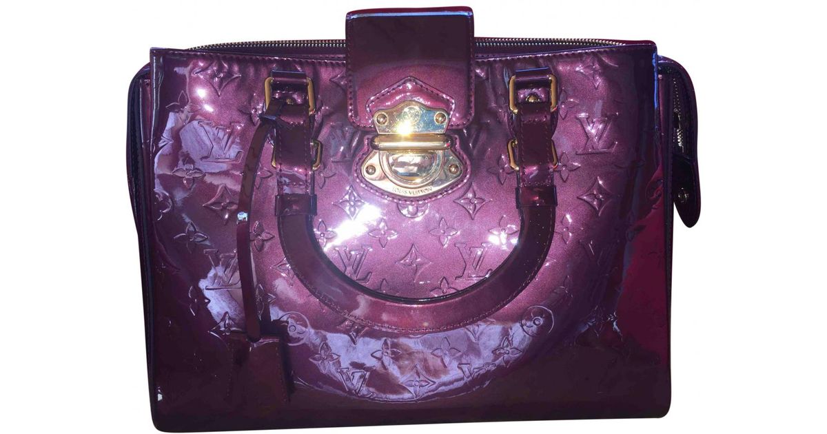 Lyst Louis Vuitton Purple Patent Leather Handbag In